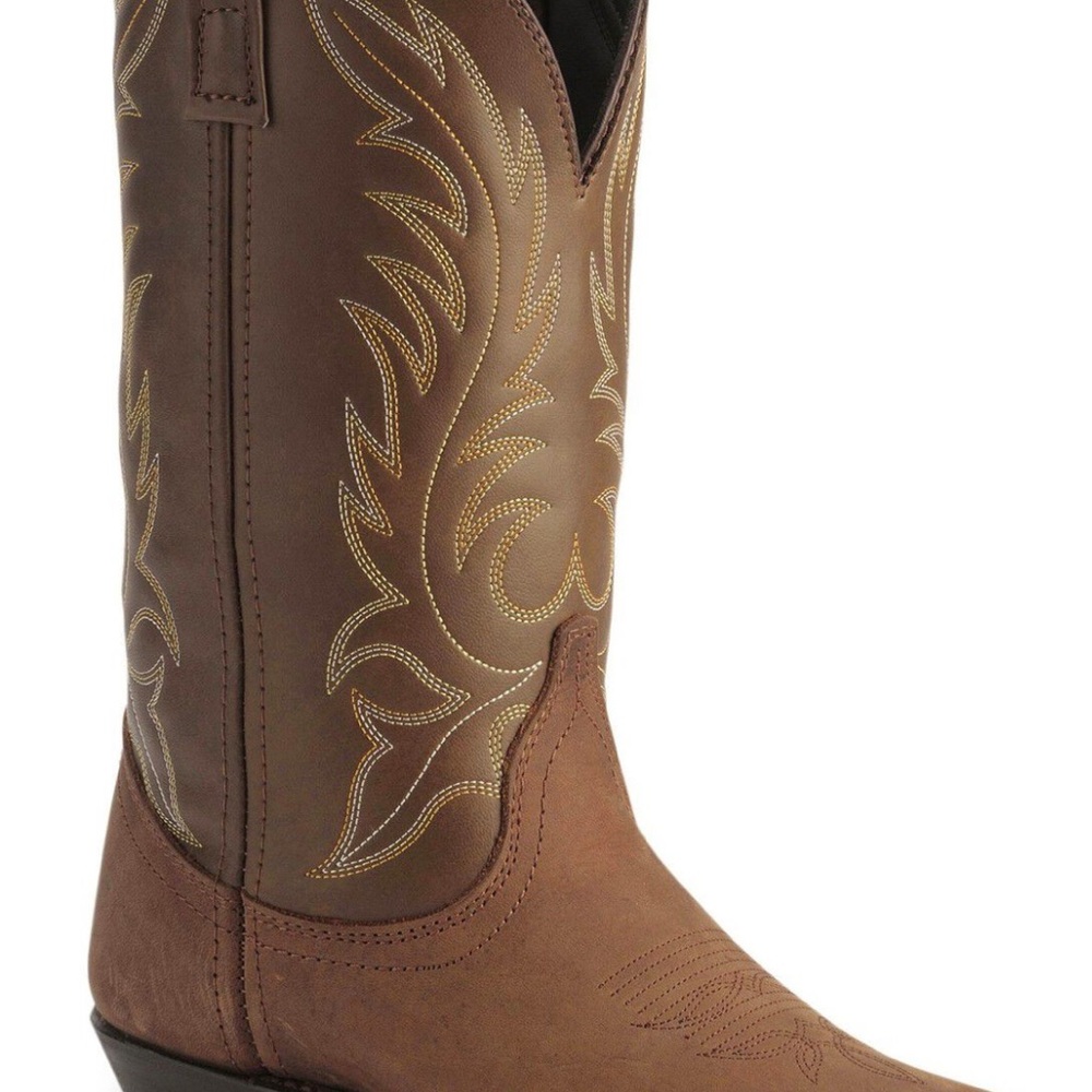 Laredo Brown Heeled Boots with Decorative Stitching